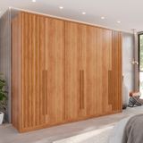 Guarda-roupa 6 Portas 1 Gaveta Anápolis Ripado 100% Mdf Cinamomo
