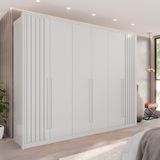 Guarda-roupa 6 Portas 1 Gaveta Anápolis Ripado 100% Mdf Branco Neve