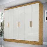 Guarda-roupa Casal 6 Portas 2 Gavetas Gliese Espresso Móveis Marrocos/off White