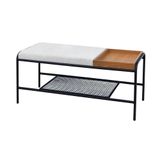Banco 1m Palazzo Recamier Decorativo Com Bandeja Mesa Lateral Quarto Sala Preto/branco