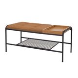 Banco 1m Palazzo Recamier Decorativo Com Bandeja Mesa Lateral Quarto Sala Preto/durango