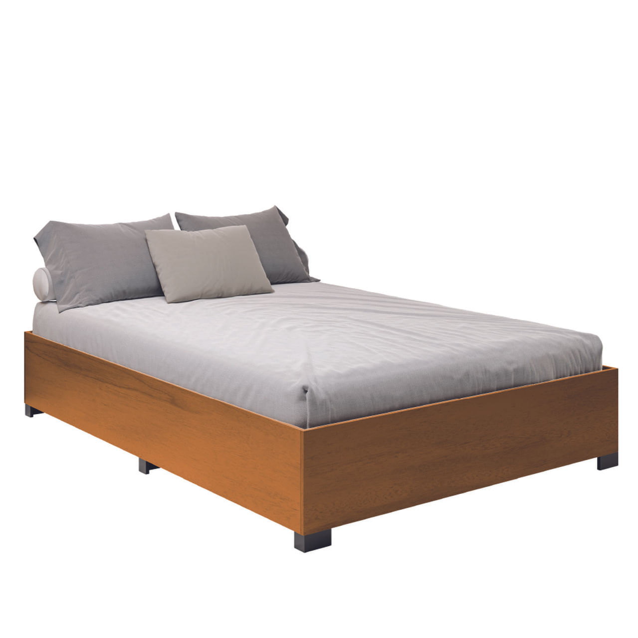 Cama Box Base Casal Para Colchão De Até 1,38m Desmontável Aruba Cinamomo Dobuê