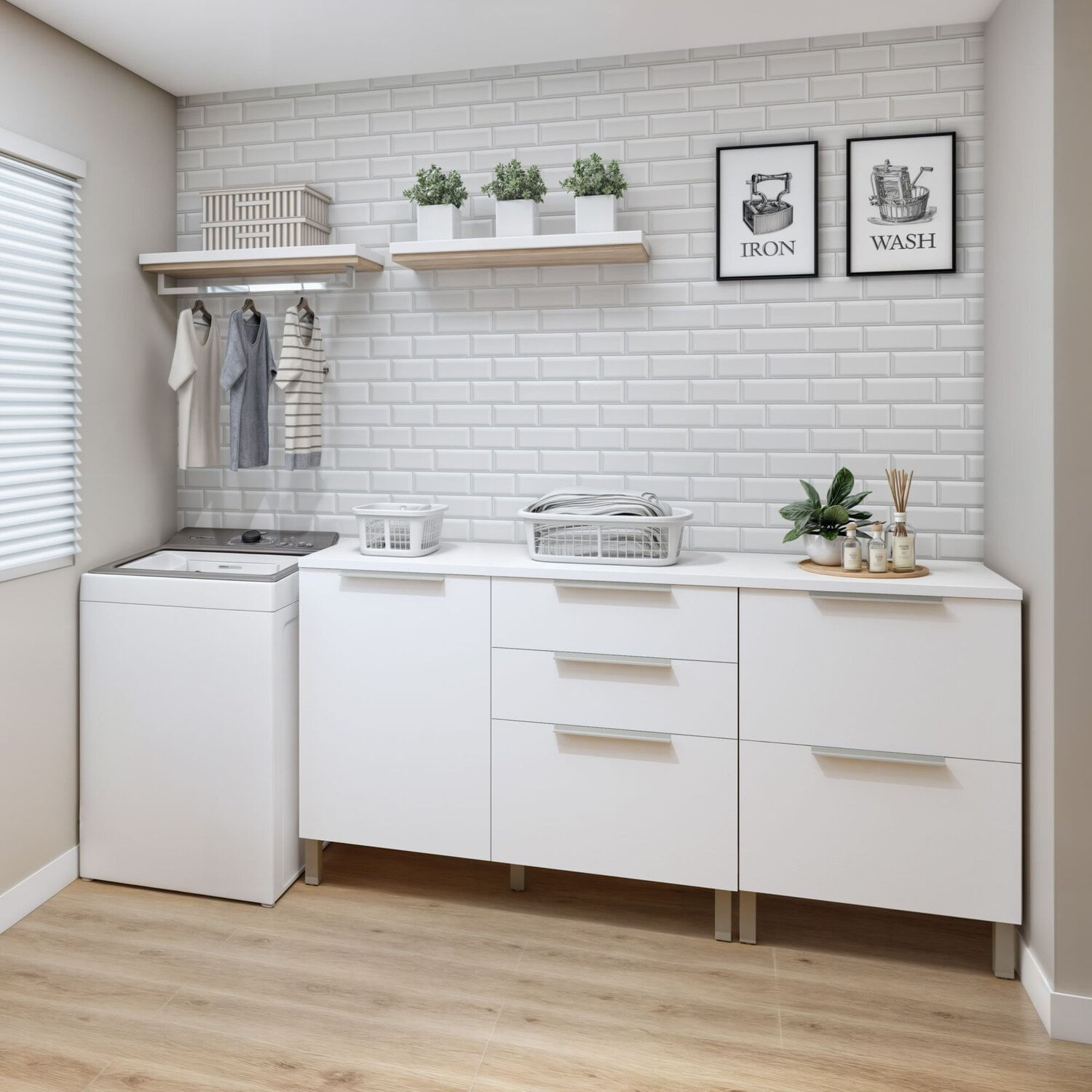 Lavanderia Modulada 2 Balcões Tex 104 Branco