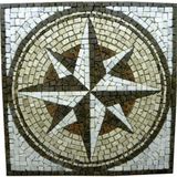 Rosa Dos Ventos Em Mosaico Com Detalhes Em Granito Vermelho Tamanho 90cm