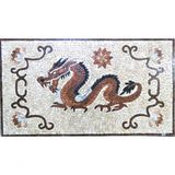 Piso Em Mosaico Dragão Chines Furioso Tamanho 90x130cm