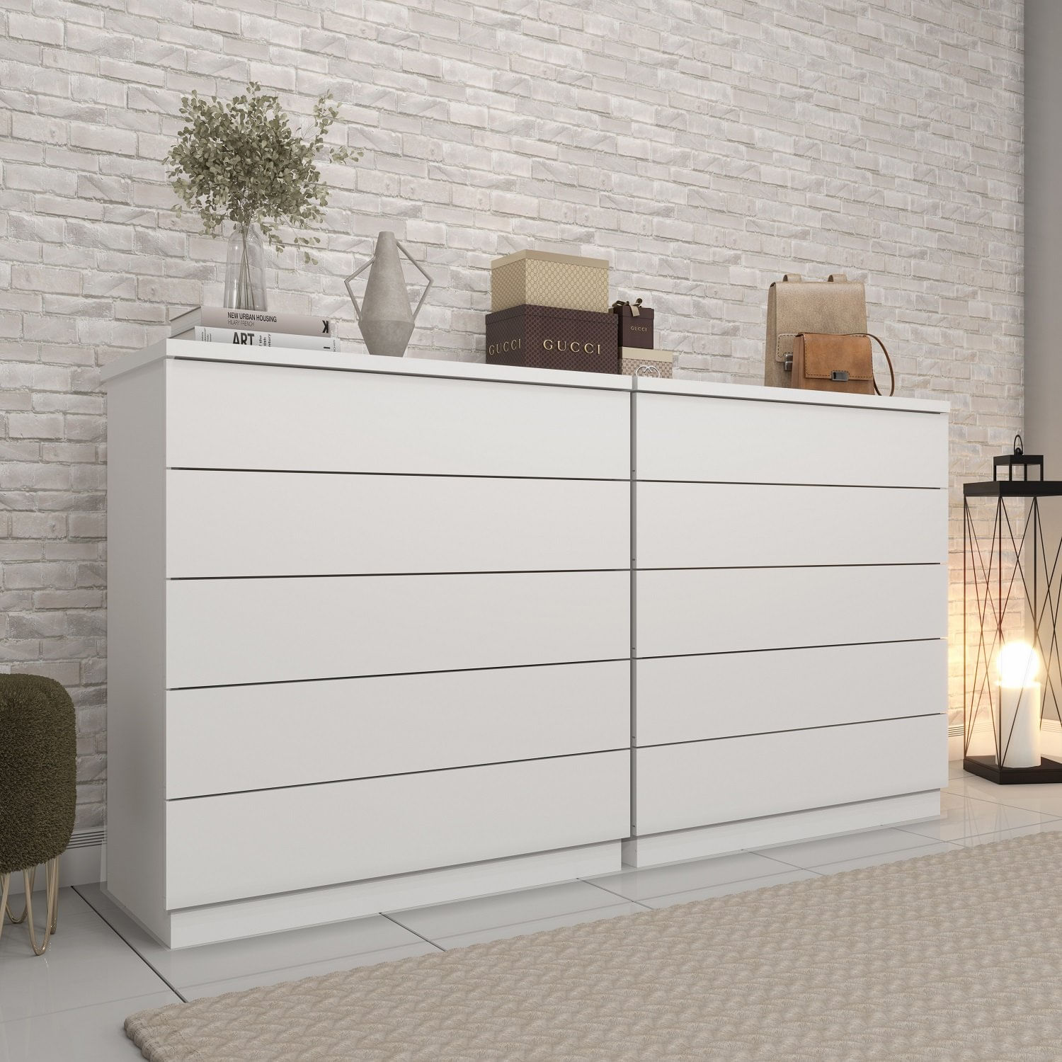 Kit 2 Cômodas 5 Gavetas Neve Espresso Móveis Neve