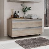 Gabinete Banheiro Rodinhas Joia 80cm 02 Gavetas Madeirado Inteiro