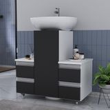 Gabinete Banheiro Coluna Para Encaixe Branco Preto