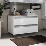 Gabinete Banheiro Rodinhas Joia 60cm 02 Gavetas Branco Inteiro