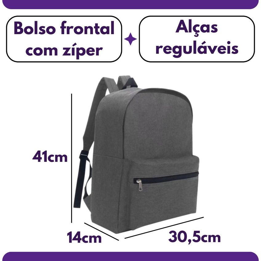 Kit Material Escolar 11 Itens Ensino Médio Fundamental Feminino Completo Mochila Estojo Canetas Lápis Cola Borracha - imagem 3