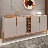 Aparador Buffet Sala Lizz 190cm Com Pés De Madeira Maciça