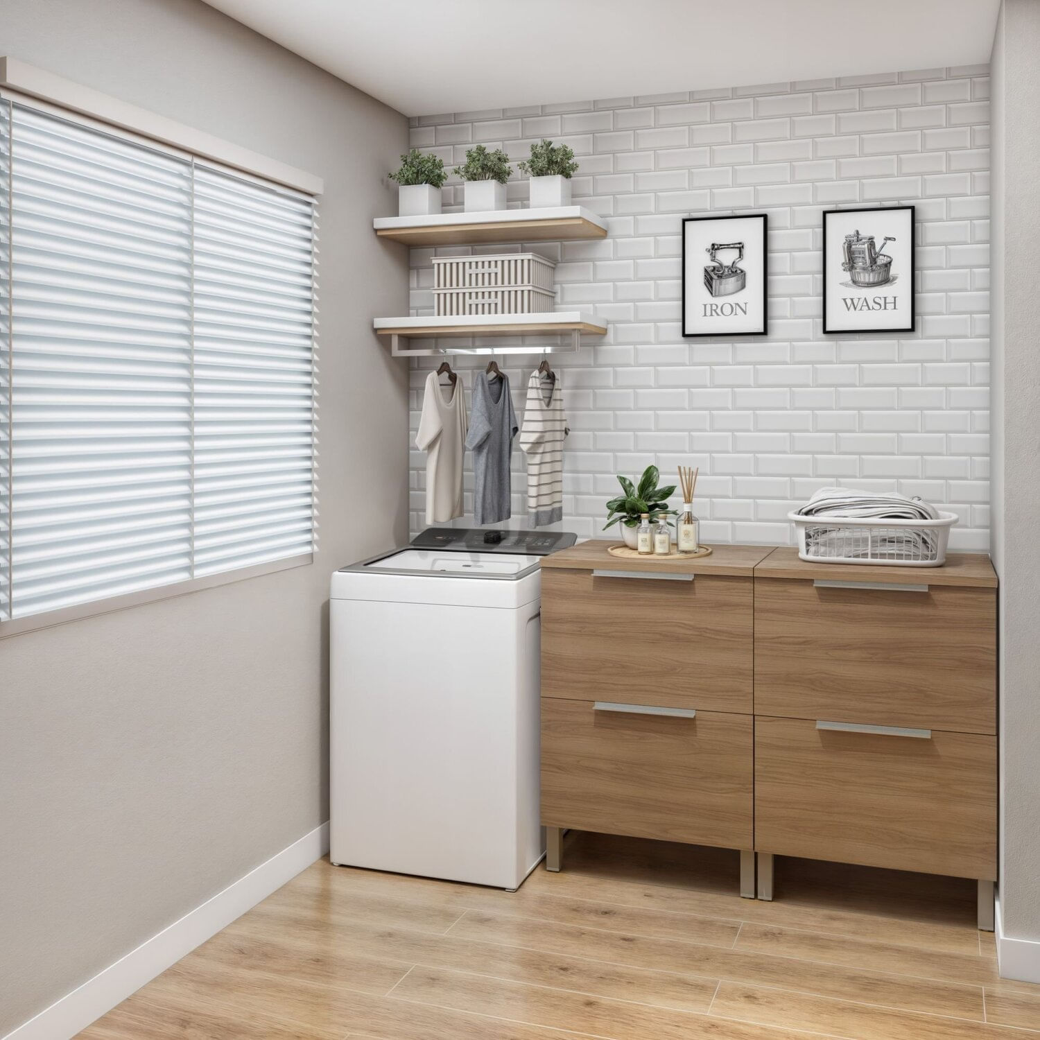 Lavanderia Modulada 2 Balcões Tex 102 Carvalho