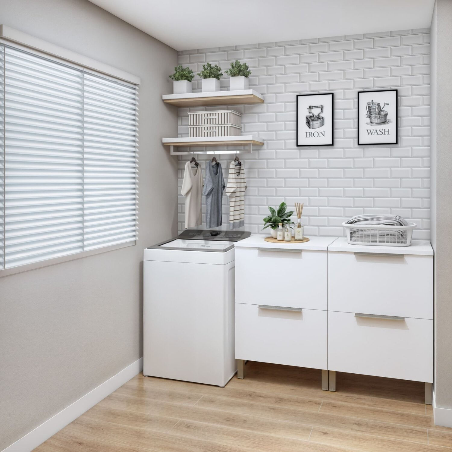 Lavanderia Modulada 2 Balcões Tex 102 Branco