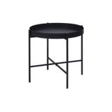 Mesa De Apoio Bandeja Sofá Cama Redonda 40x40cm Baixa Collie Preto