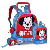 Mochila Rodinhas 101 Dalmatas Com Lancheira E Estojo Duplo