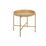 Mesa De Apoio Bandeja Sofá Cama Redonda 40x40cm Baixa Collie Dourado