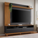 Home Theater Para Tv De 65" Com Detalhe Ripado Da Nt 1335 Preto/freijó