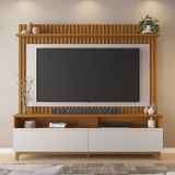 Home Theater Para Tv De 65" Com Detalhe Ripado Da Nt 1340 Freijó /off White