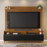 Home Theater Para Tv De 65" Com Detalhe Ripado Da Nt 1340 Freijó /preto
