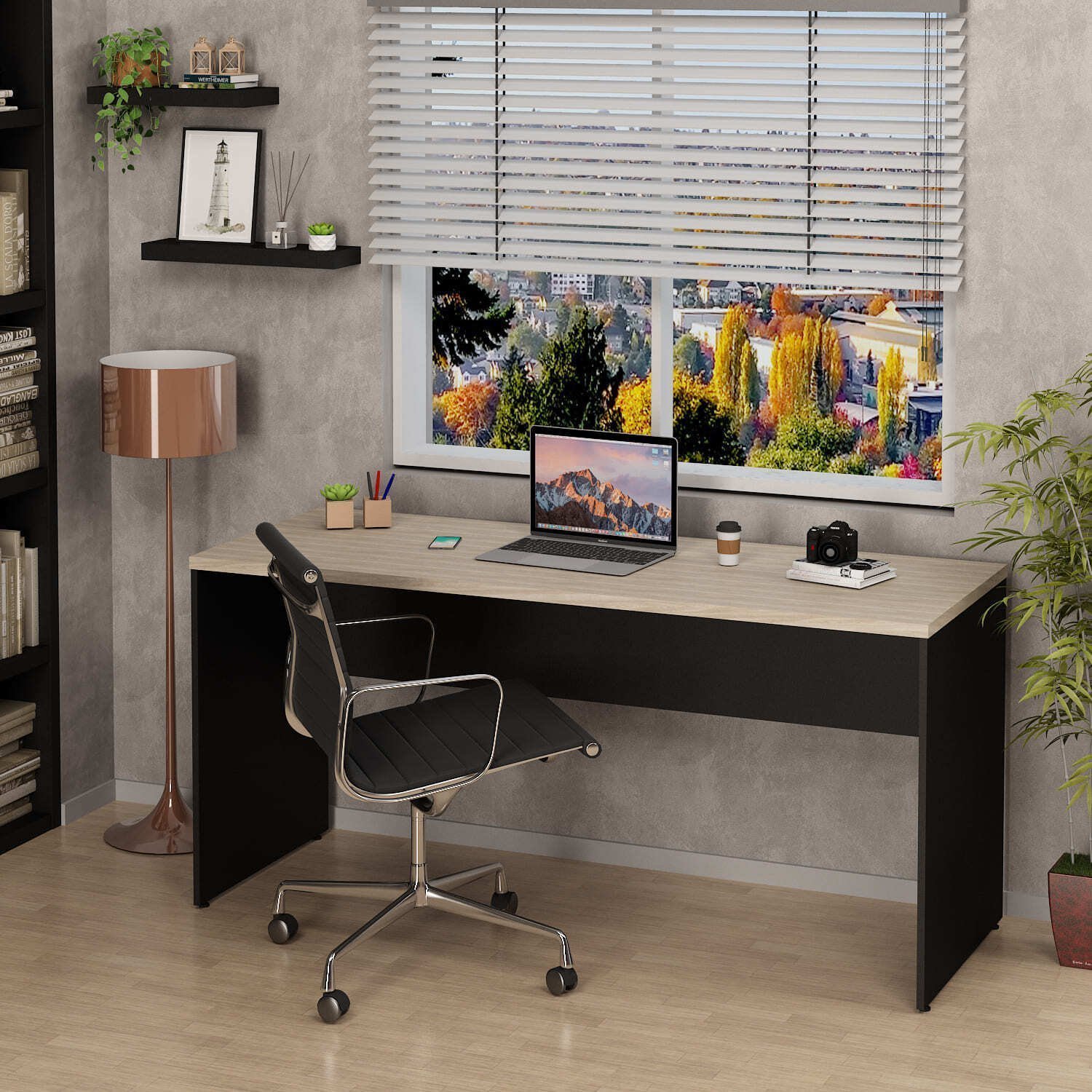 Mesa De Escritório Escrivaninha 160x60cm Tampo 30mm Carvalho