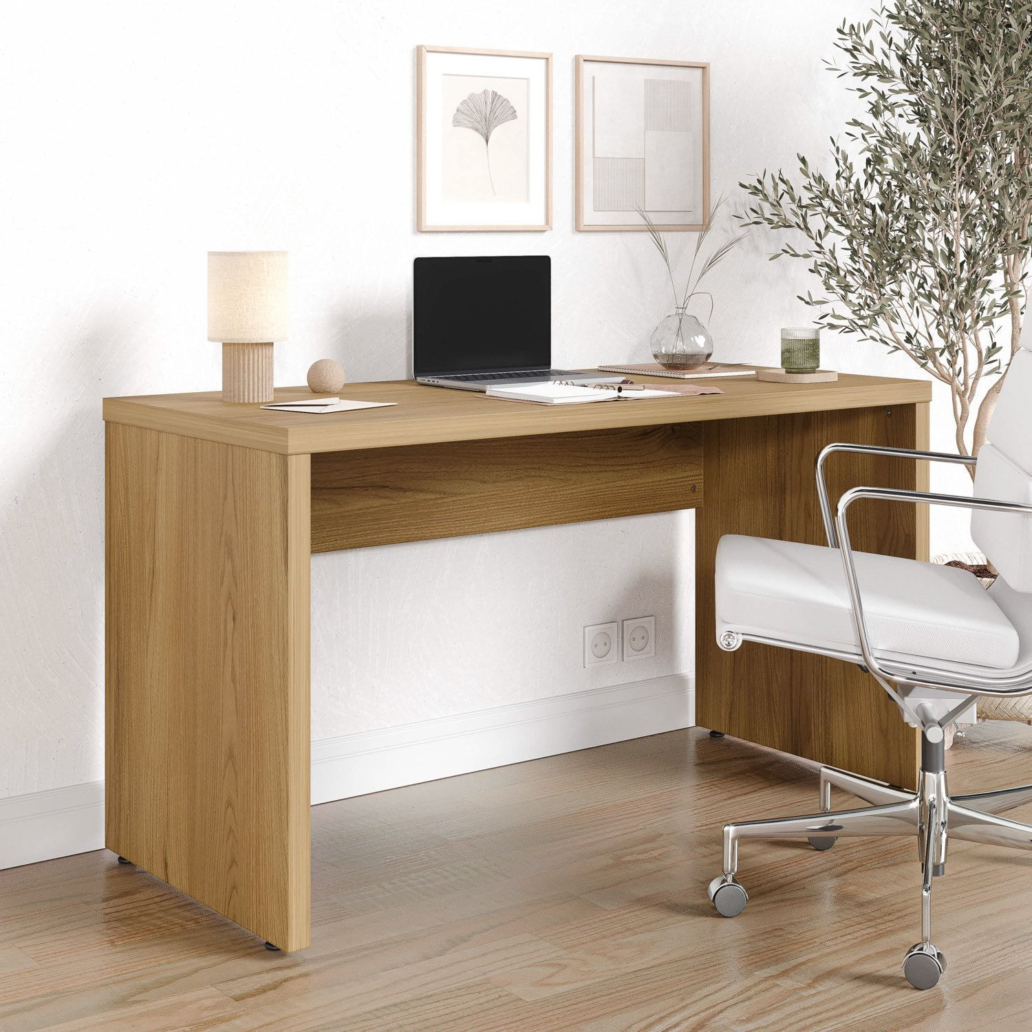 Mesa De Escritório Em Tamburato Acabamento Em Bp 135cm Ficus Cabecasa Madeiramadeira