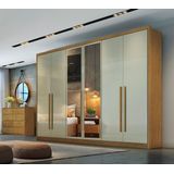 Guarda Roupa 6 Portas 6 Gavetas Com Espelho Reno Novo Horizonte Cumaru Fendi