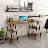 Escrivaninha Cavalete 150cm 4 Prateleiras Estilo Industrial Kuadra Compace Lâmina Mel