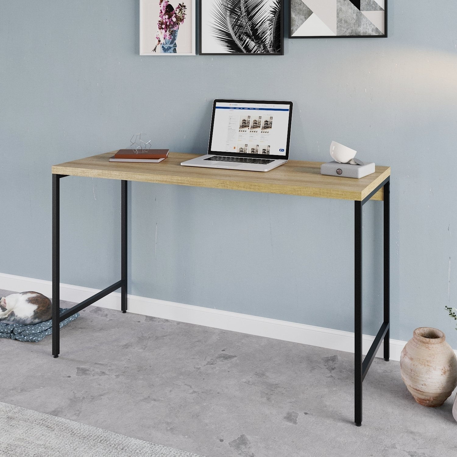 Escrivaninha Estilo Industrial 120cm Active Yescasa Lâmina Mel