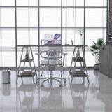 Escrivaninha Cavalete 135cm 4 Prateleiras Estilo Industrial Kuadra Snow / Est.branca