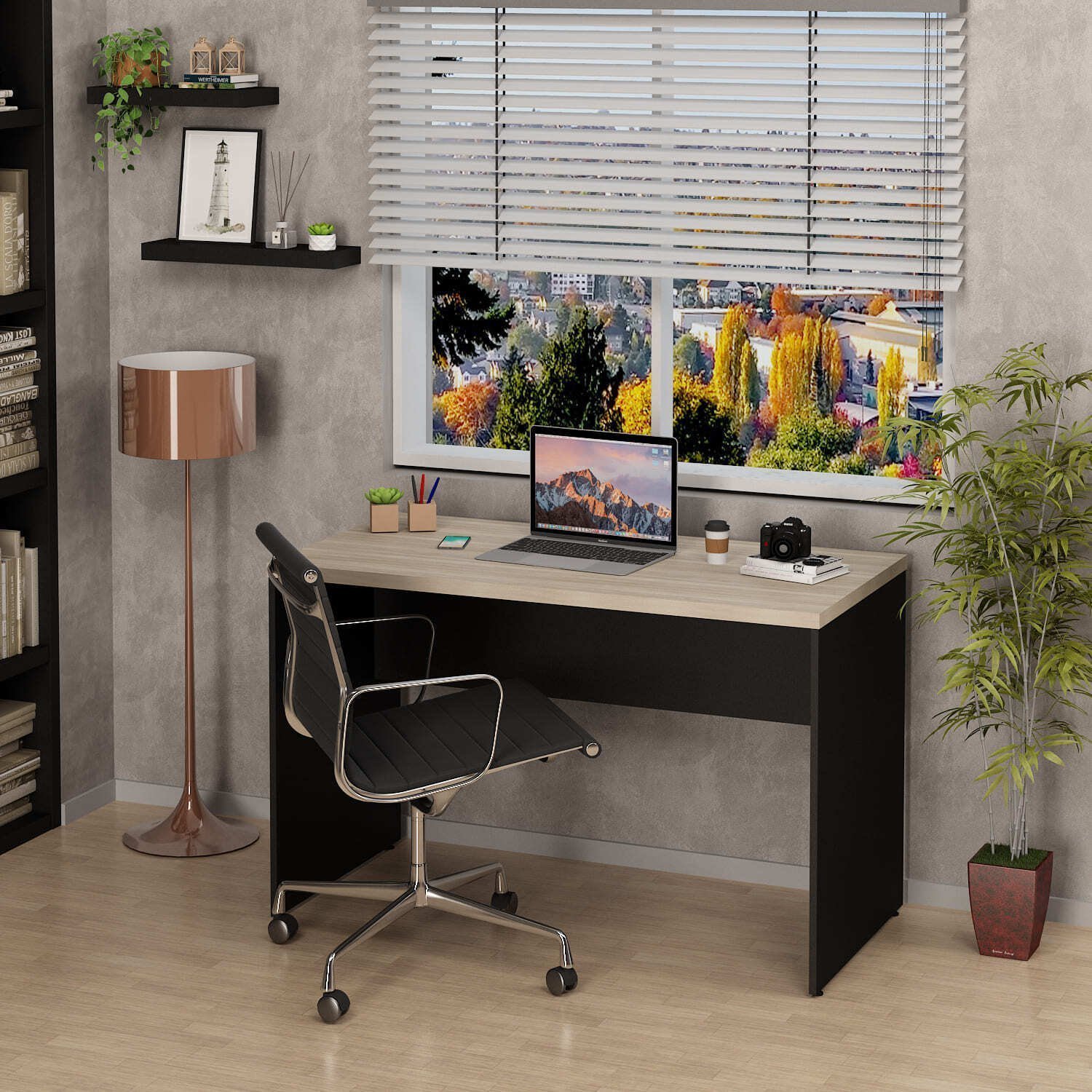 Mesa De Escritório Escrivaninha 120x60cm Tampo 30mm Carvalho