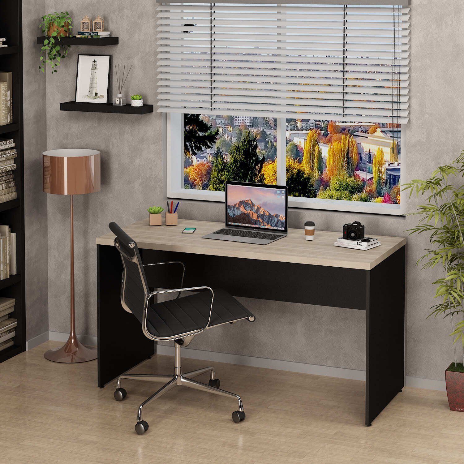 Mesa De Escritório Escrivaninha 140x60cm Tampo 30mm Carvalho