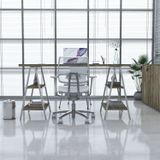 Escrivaninha Cavalete 150cm 4 Prateleiras Estilo Industrial Kuadra Carvalho / Est.branca
