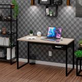 Mesa Para Escritório Diretor Estilo Industrial 135cm Com Gaveta Carvalho