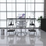 Escrivaninha Cavalete 135cm 4 Prateleiras Estilo Industrial Kuadra Preto Ônix / Est.branca