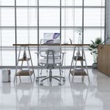 Escrivaninha Cavalete 150cm 4 Prateleiras Estilo Industrial Kuadra Lâmina Mel / Est.branca