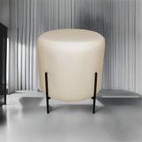 Puff Redondo Decorativo Base Pés De Ferro Reforçado Bege