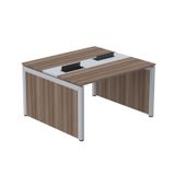 Mesa De Plataforma Dupla Para 2 Pessoas Corporativa 140x120/2p Walnut/cinza