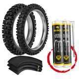 Kit Par Pneus Trilha Mini Moto 60/100-14 + 80/100-12 Rmx35 Rinaldi + Camara + Vacina