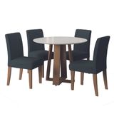 Conjunto De Mesa Sala De Jantar Athenas Redonda 1,03m 4 Cadeiras Trieste