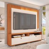 Estante Para Home Theater E Tv Até 70 Polegadas Fox 2 Gv Freijó E Off White