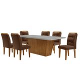 Mesa Para Sala De Jantar Aida 180cm Mdf E 6 Cadeiras Moderna Turim 07 Off White Imbuia
