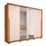 Guarda-roupa Casal Com 2 Espelhos Praticus 2 Pt 4 Gv Freijó E Off White