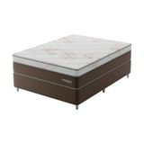 Cama Box Viúva Londres Com Colchão Molas Ensacadas (63x128x188) Marrom E Branca