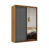 Guarda-roupa Solteiro Com Espelho Qualitá 100% Mdf 2 Pt 3 Gv Freijó E Titânio