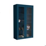 Cristaleira Évora Com Vidro 2 Pt Azul Orion