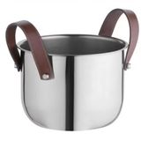 Champanheira Forma Firenze Em Aço Inox Com Alças De Couro - 6l