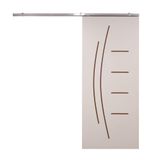 Porta De Correr Branco Prime Frisada Kit Alumínio F08 - Smile - 210x60