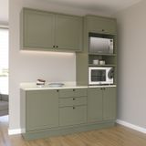 Cozinha Compacta 3 Peças 6 Portas 3 Gavetas Sevilha Verde Hill /cinza Argila