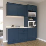 Cozinha Compacta 3 Peças 6 Portas 3 Gavetas Sevilha Azul Órion /cinza Argila