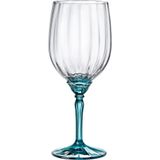 Jg 6pç Taça Vinho Bormioli Rocco Florian Pé Azul Vidro 530ml 22x9x9cm